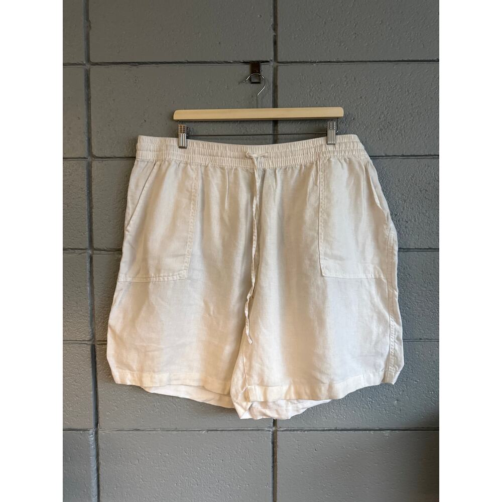 Lands End Shorts Women's Medium White Linen Utility Pull On size 22W